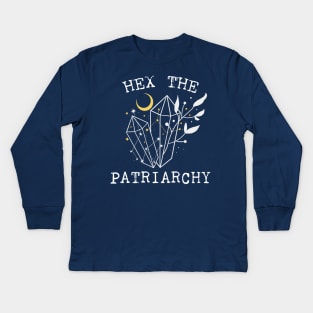 Hex The Patriarchy Femіnist Witch Funny Magical Mystical Magic crystal Kids Long Sleeve T-Shirt